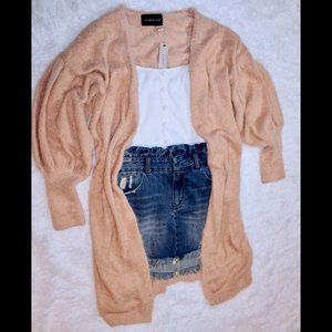 Long-line Fuzzy Sweater Cardigan